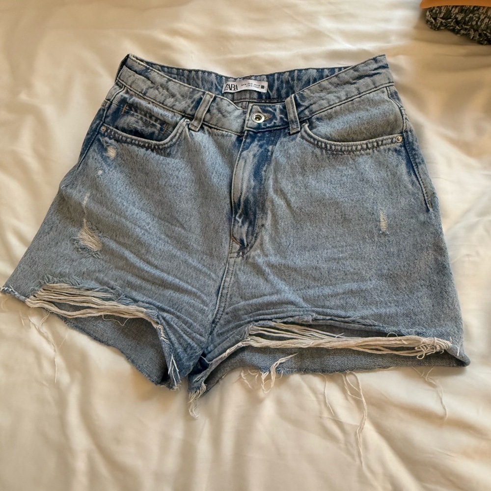 Zara Ripped Denim Shorts